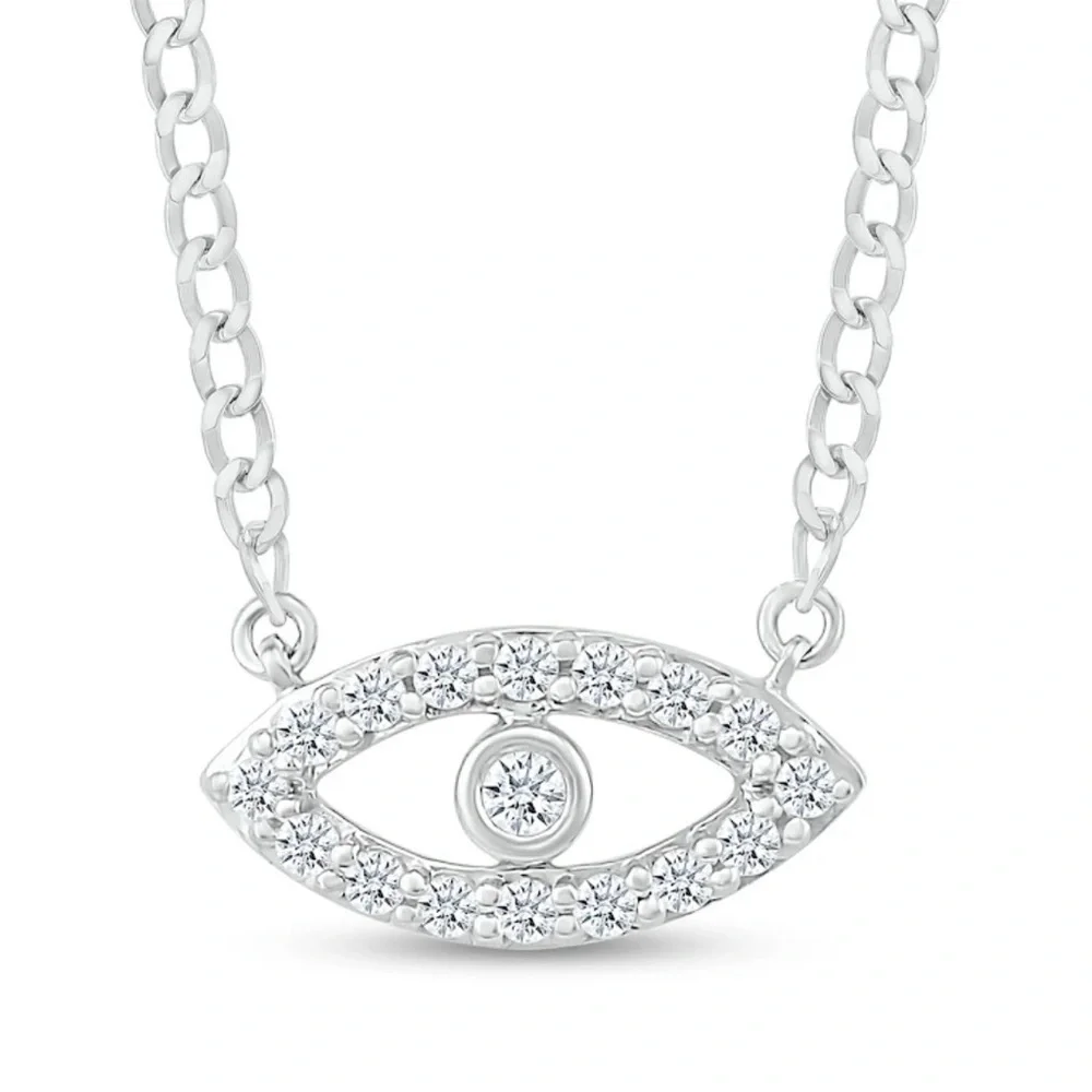 .50 cts VS Lab Diamond Evil Eye Sterling Silver Necklace - Picture 3 of 6